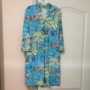 J. McLaughlin Vibrant Blue Zebra Print Dress